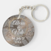 羽毛バラ赤面フローラ結婚リース キーホルダー (裏面)