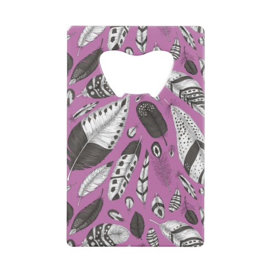 羽毛パターン クレジットカード栓抜き (正面)