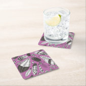 羽毛パターン スクエアペーパーコースター (インサイチュ)