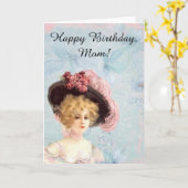 羽毛ビクトリアン帽子グリーティングカードの女性 カード (黄色い花)