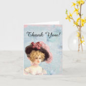 羽毛ビクトリアン帽子ノートカードの女性 カード (黄色い花)