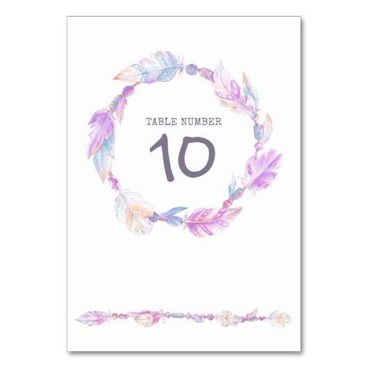 羽毛ビーズリース水彩画表番号 テーブルナンバー (正面)