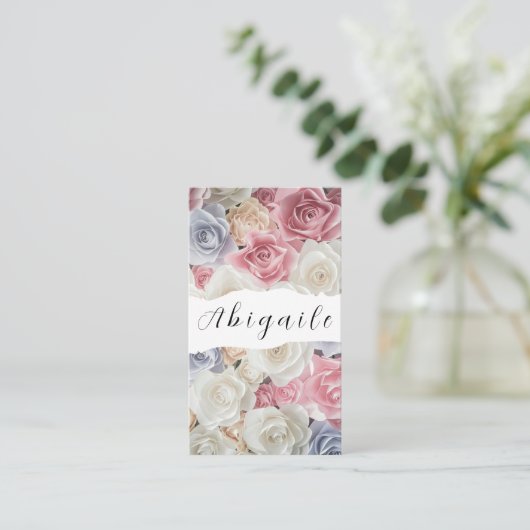 羽毛フラワーベクターシームレスヴィンテージフローラバス 名刺 (スタンド正面)