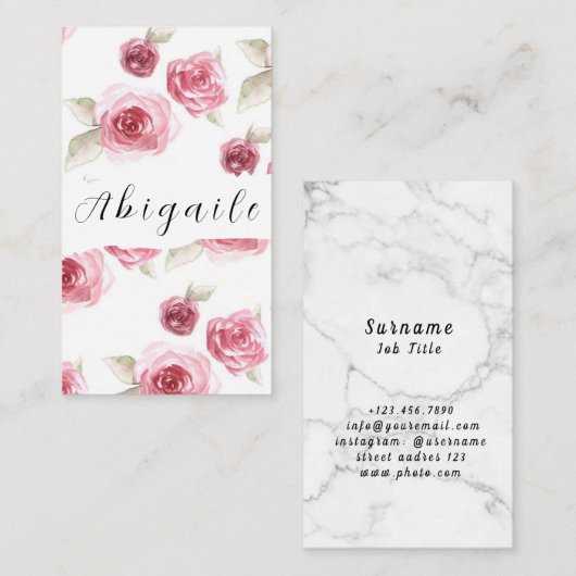 羽毛フラワーベクトルシームレスヴィンテージフローラ 名刺 (正面/裏面)