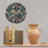 羽毛フローラペイズリー抽象芸術エスニックスワール ラージ壁時計