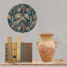 羽毛フローラペイズリー抽象芸術エスニックスワール ラージ壁時計