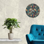 羽毛フローラペイズリー抽象芸術エスニックスワール ラージ壁時計