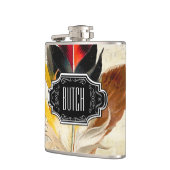 羽毛ブラックレッドイエローヒップスターパターン フラスク (左)