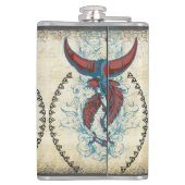 羽毛ブラックレッドブルーカウウスカルフローラトライバル フラスク (裏面)