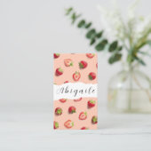 羽毛ベクターシームレスストロベリービジネスヴィンテージ 名刺 (スタンド正面)