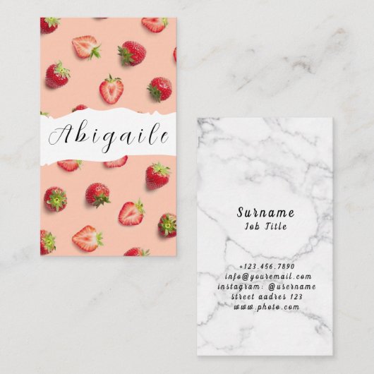 羽毛ベクターシームレスストロベリービジネスヴィンテージ 名刺 (正面/裏面)
