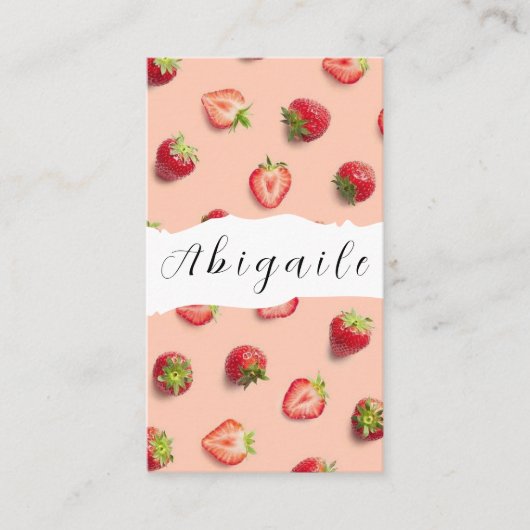 羽毛ベクターシームレスストロベリービジネスヴィンテージ 名刺 (正面)