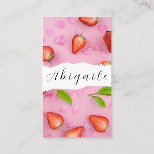 羽毛ベクターシームレスストロベリーヴィンテージ 名刺 (正面)