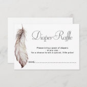 羽毛ベビーショー男女兼用おむつラッフル 招待状 (正面/裏面)