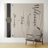 羽毛ペン＆インク壺 ウェルカム ウェディング タペストリー (インサイチュ(横))