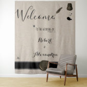 羽毛ペン＆インク壺 ウェルカム ウェディング タペストリー (インサイチュ)