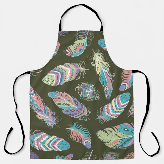 羽毛ボホのシームレスなパターン。部族の背中 エプロン (正面)