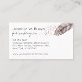 羽毛ボホグリッター水彩手描き素朴 名刺 (裏面)