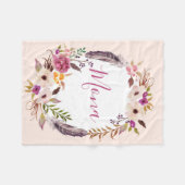 羽毛ボホ水彩毛布カスタマイズ布 フリースブランケット (正面(横))