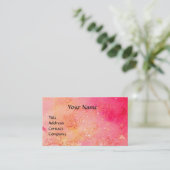 羽毛マスク付きモノグラムピンク明るい赤紫色 名刺 (スタンド正面)