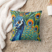 羽毛孔雀I クッション (ブランケット)