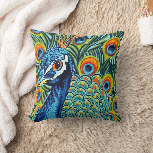 羽毛孔雀I クッション (ブランケット)