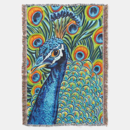 羽毛孔雀I スローブランケット (正面縦)
