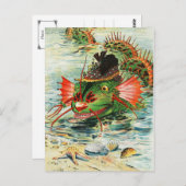 羽毛帽子をかぶったウミヘビ ポストカード (正面/裏面)