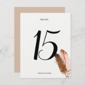 羽毛水彩テーブルナンバーカード 招待状 (正面/裏面)