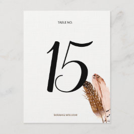 羽毛水彩テーブルナンバーカード 招待状