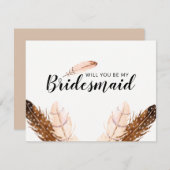 羽毛水彩ドレスガール招待状 招待状 (正面/裏面)