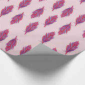 羽毛水彩赤ピンク包装紙 ラッピングペーパー (角)