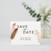 羽毛水色日付はがきを保存 案内ポストカード (スタンド正面)