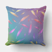 羽毛灰色カラー金ゴールドピンク青パープル クッション (正面)