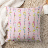 羽毛玉水彩ボホパターン(の模様が)ある枕 クッション (ブランケット)