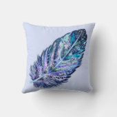 羽毛装飾用クッション-カスタムの色 – 青 クッション (裏面)