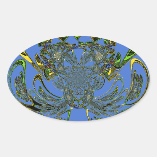 羽毛魚 楕円形シール (正面)