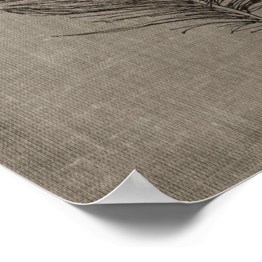 羽毛2号(リネンタフェイクーペ背景) ポスター (角)