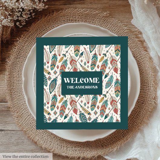 羽毛&アローズナプキンスミニマリストカスタムギフト