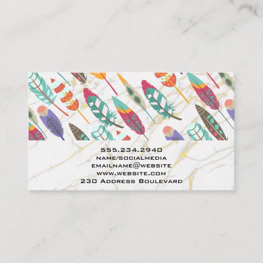 羽毛 |金箔大理石 名刺 (裏面)