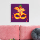 羽王室の付き紫と黄色の劇場用マスク キャンバスプリント (インサイチュ (リビング))