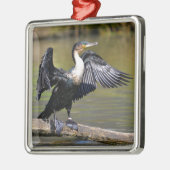 羽素晴らしを開けた鵜 メタルオーナメント (左)