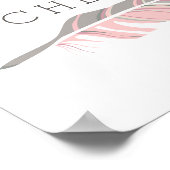 羽素朴形 |ピンクパーソナライズされたの名前のウォールアート ポスター (角)