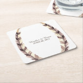 羽縁ど付きの結婚紙コースター スクエアペーパーコースター (アングル)