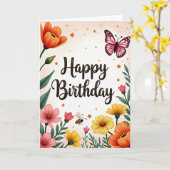 羽虫の誕生日カード カード (黄色い花)