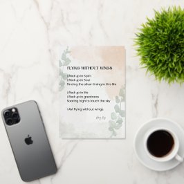 羽飛んでいる無し詩の言葉書なし 箔グリーティングカード