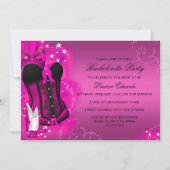 羽飾りコルセット ピンクの花嫁お披露目パーティー招待状 招待状 (正面)