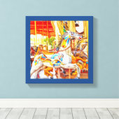 羽馬回転木馬メリーゴーラウンド キャンバスプリント (インサイチュ (ウッドフロア))