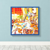 羽馬回転木馬メリーゴーラウンド キャンバスプリント (インサイチュ (ウッドフロア))