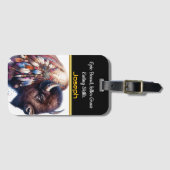 羽鮮やか付き芸術的バッファロー ラゲッジタグ (正面横)